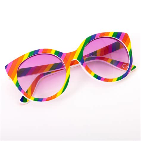 Rainbow Striped Rounded Mod Sunglasses Claires Us