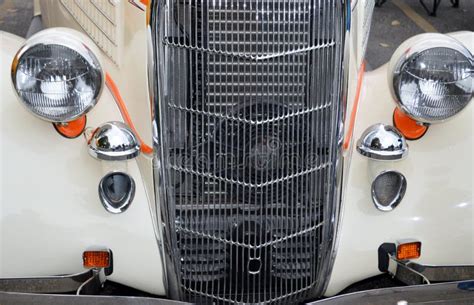 Classic Car at an Antique Car Show Stock Photo - Image of orange, grill ...