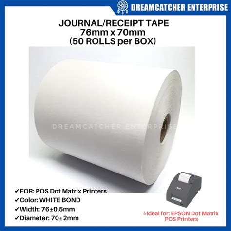 Journal Receipt Paper Tape Mm X Mm Rolls Box For Dot Matrix Pos