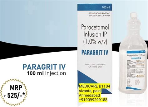 Bottle Paracetamol Infusion IP For Hospital 100ML At Rs 525 Piece In