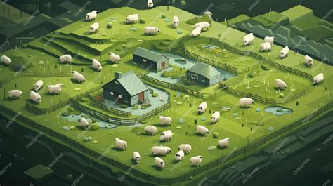 Premium AI Image | An aerial view of a farm with sheep