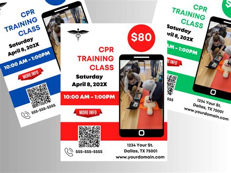 CPR Flyer Training Template CPR Marketing for Cpr Business Flyer First Aid AED Flyer Health Fair ...