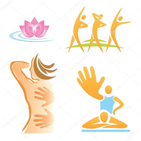 Massage Fitness Spa Icons Stock Vector Chachar