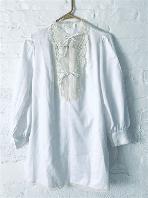 Vintage Slip Dress Silky White Lingerie Satin Lace Ne Gem