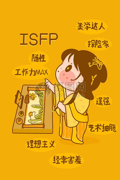 Mbti手绘卡通线描16型人格isfp表演者黄色古风竖图插画图片下载 正版图片402578724 摄图网