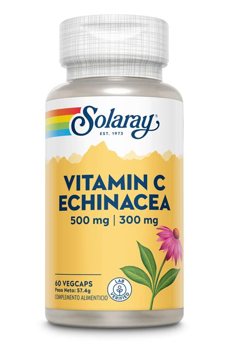 Vitamina C 500 mg Echinacea 300 mg Solaray 60 cápsulas