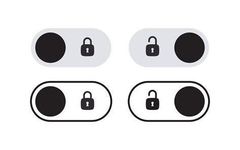 On and Off toggle switch buttons with lock icons. Padlocks icons. Vector scalable graphics ...