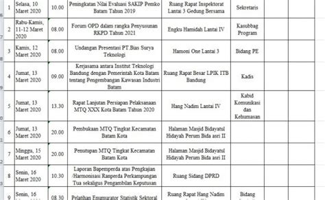 Jadwal Tentatif Dinas Komunikasi And Informatika