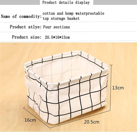 Opbergmanden Opvouwbare Mini Vierkant Natuurlijk Linnen Katoen Stof