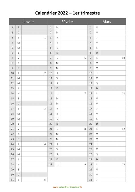 Calendrier 2022 Mensuel Vierge à Imprimer Calendrier Mensuel