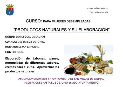 Curso para mujeres desempleadas productos naturales y su elaboración