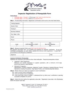 Fillable Online Inspector Registration Prerequisite Form Co