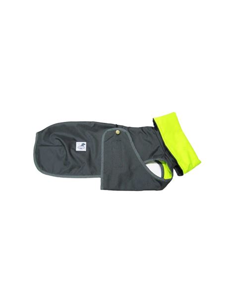 Abrigo Impermeable Gris Con Forro Polar Verde Fluor Para Galgo