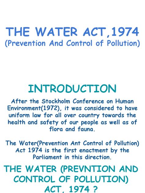 The Water Act, 1974 | PDF | Water Pollution | Effluent