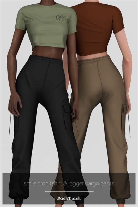 Smile Crop Tshirt Jogger Cargo Pants Sims 4 Backtrack Cc On Tumblr