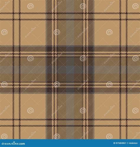 Tartan Brown Beige Seamless Fabric Texture Stock Vector Illustration