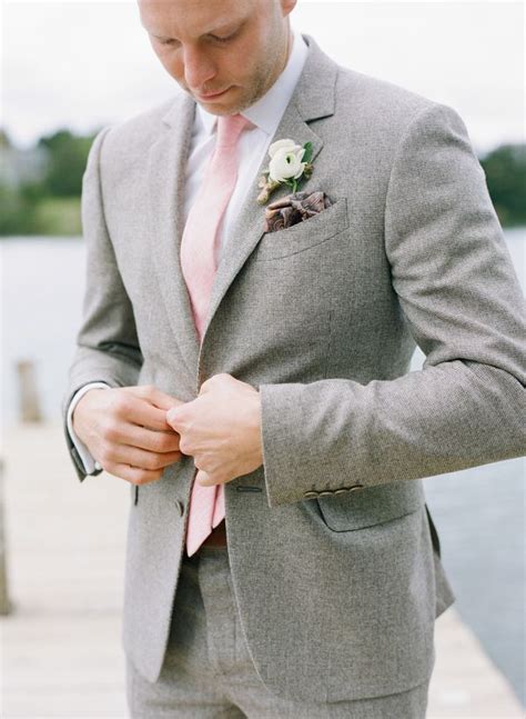 Romantic Marthas Vineyard Wedding 37 Ruffled Grey Suit Wedding Gray