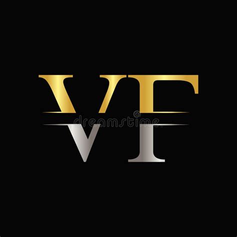 Modelo De Vetor De Logotipo Vf Letra Criativa Cor Dourada E