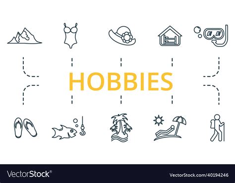 Hobbies Icon Set Collection Of Simple Elements Vector Image