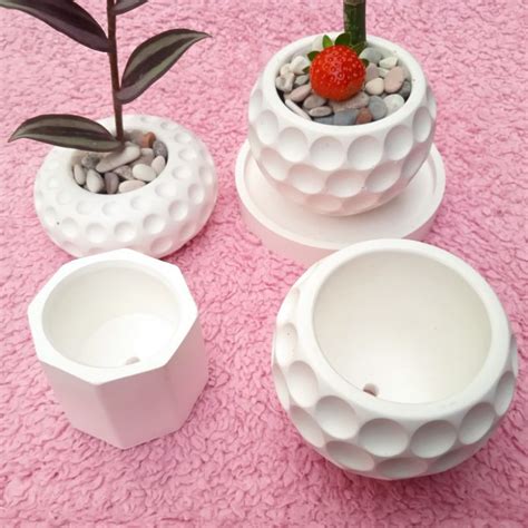 Jual Pot Semen Gypsum Pot Kaktus Lilin Souvenir Pot Sukulen Pot Unik