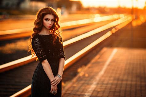 Brunette Model Depth Of Field White Dress Long Hair Lipstick