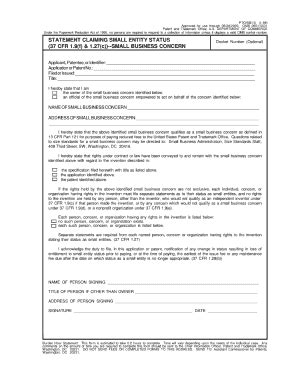 Uspto Small Entity Form Fill Online Printable Fillable Blank