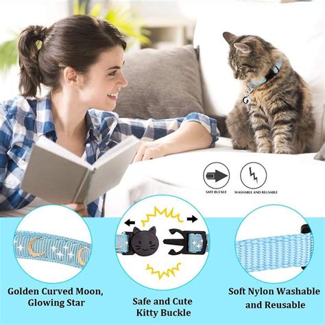 Pcs Breakaway Cat Collars With Bell Golden Moon Glowing Star In The