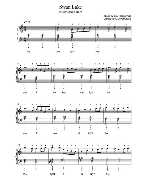 Swan Lake By P I Tchaikovsky Piano Sheet Music Intermediate Level