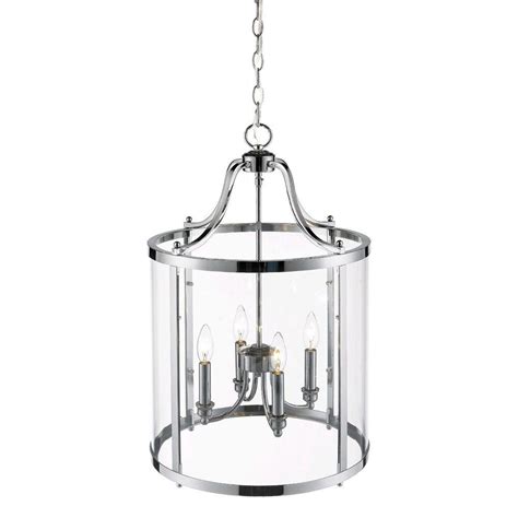 Bazz 4 Light Chrome Pendant With Clear Glass Shade P14531cr The Home Depot