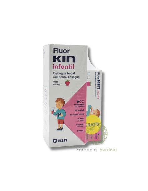 FLUOR KIN INFANTIL ENJUAGUE BUCAL FRESA 500 ML Mejora La Salud Bucal De