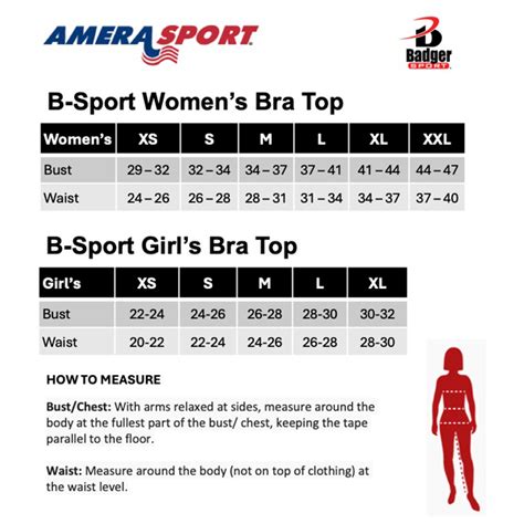 Badger Bra Top Sizing Chart Amerasport