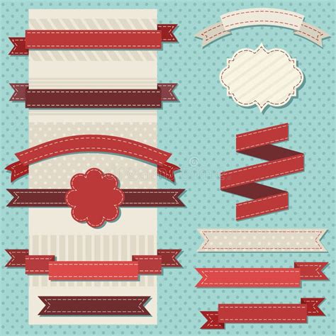 Set Of Retro Ribbons And Labels Stock Vector Illustration Of Emblem