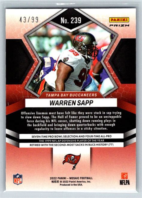 Mosaic Warren Sapp Blue Prizm Tampa Bay Buccaneers Tc