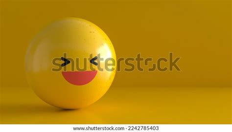 Happy Face Emoji Yellow Background 3d Stock Illustration 2242785403 ...