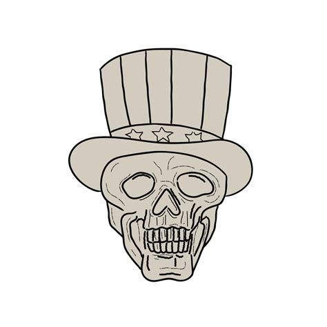 Uncle Sam Top Hat Skull Drawing 10629452 Vector Art at Vecteezy