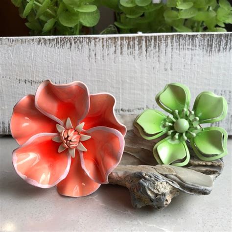 Enameled Flower Brooches Etsy