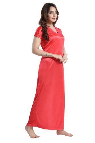 Embroidered Women Maroon Satin Nighty Half Sleeve At Rs 170 Piece In Bengaluru