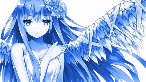 Papel de parede ilustração Flores cabelo longo Anime Meninas