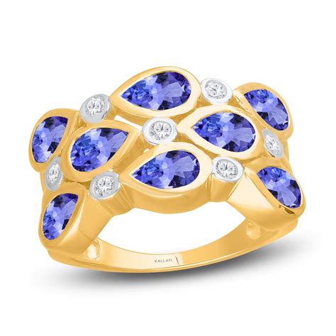 Kallati Pear Shaped Natural Tanzanite And Diamond 16 Ct Tw Ring 14k