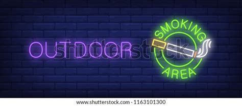 Outdoor Smoking Area Neon Sign Cigarette Stock Vector Royalty Free