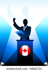 Canada Leader Giving Speech On Stage Stock Vector (Royalty Free ...