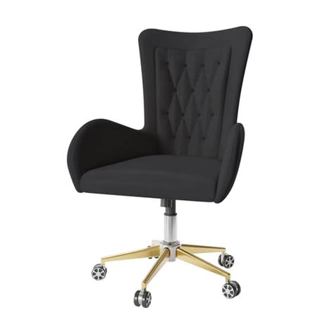 Oakic Modern Leather Office Chair Black Ergonomic Swivel Desk Chair ...