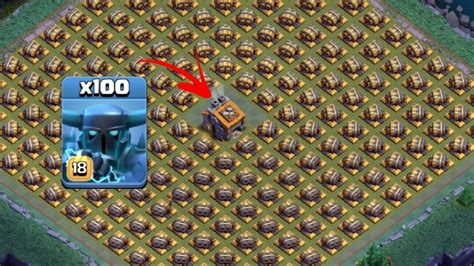 Who Win 100 Super Pekka Vs Full Double Cannon Base COC YouTube