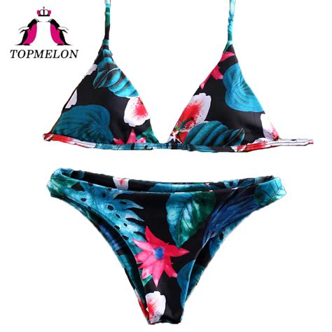 Topmelon Bikini Mini Micro Bikini Swimwear Women Floral Print Bowknot