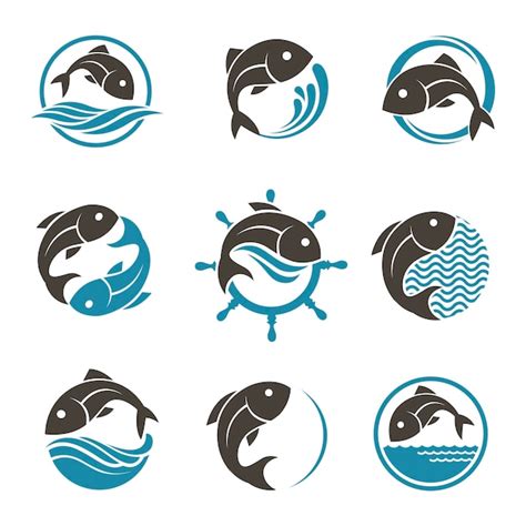 Fisch Icon Set Premium Vektor