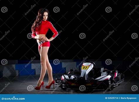 Young Girl Karting Racer Stock Photo Image Of Jacket 53529714