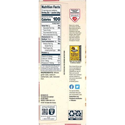 Quaker Oatmeal Nutrition Facts