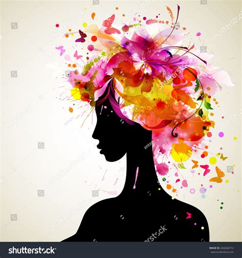 Beautiful Women Abstract Hair Design Elements Stock Vector Royalty