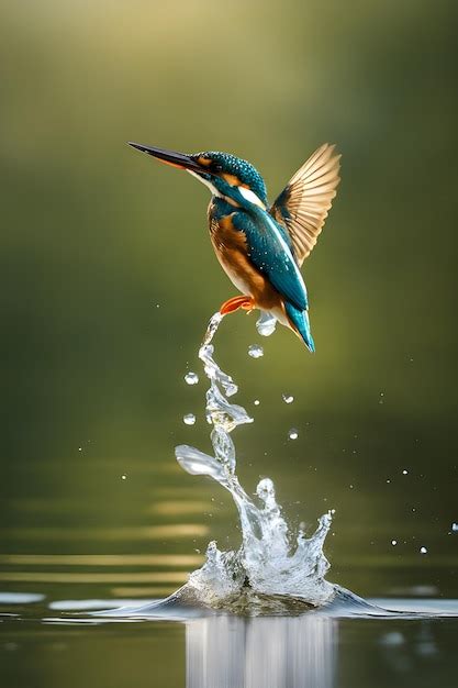 Premium AI Image | Kingfisher diving for fish