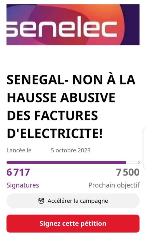 Senelec Une P Tition Contre La Chert Des Factures D Lectricit